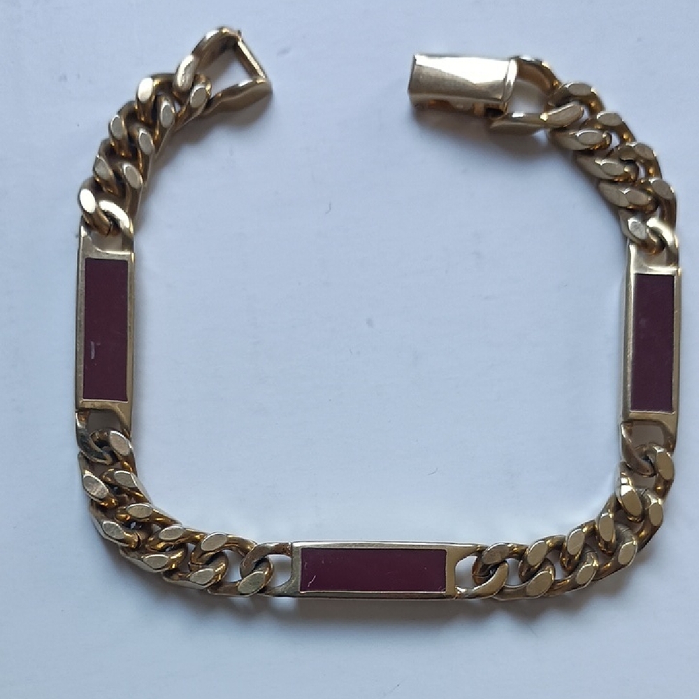 Vintage Avon Gold and Burgundy Chain Bracelet
